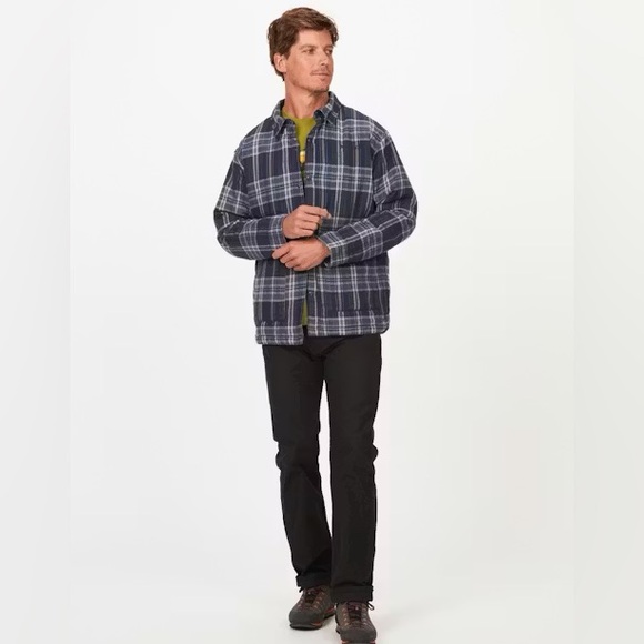 Marmot Men's Lanigan Arctic Navy Plaid Flannel Chore Coat—L - Picture 6 of 12